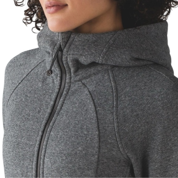 Lululemon Scuba Hoodie Light Cotton Fleece Size 2 Heathered Speckled Black Grey - Picture 2 of 16